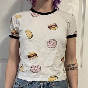 Forever 21 Burger, Taco, Donut crop top in size small